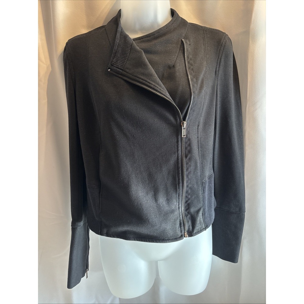 Express Textured Knit Zip Front Moto Metallic Jacket Blazer Black Size S